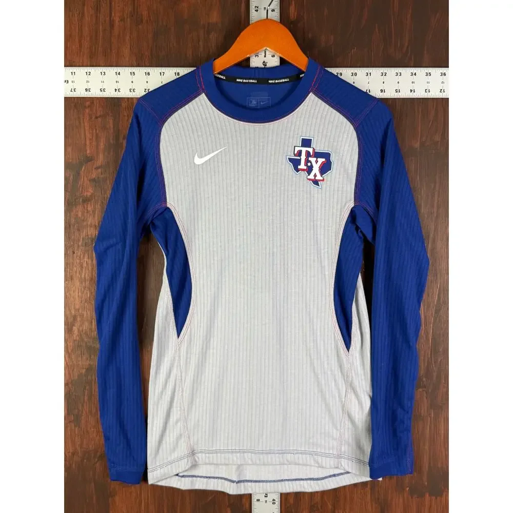 Nike Engineered Texas Rangers MLB Thermalite Raglan Long Sleeve Shirt Mens Small